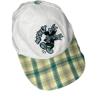 Vintage Mickey Unlimited Disney Mouse Hat cap‎ Plaid Embroidered